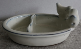 Ceramic Bird Feeding & Water Bowl - White
